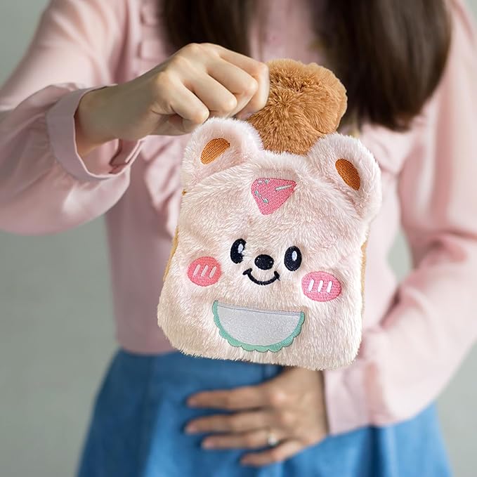 Cute Bear Plush Hot Water Bottle – 500ml Leak-Proof Mini Warmer with Soft Removable Cover (17×16.5cm)